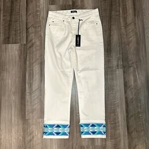 APNY Southwestern Cuff Cropped Straight Pull On Jeans - 10